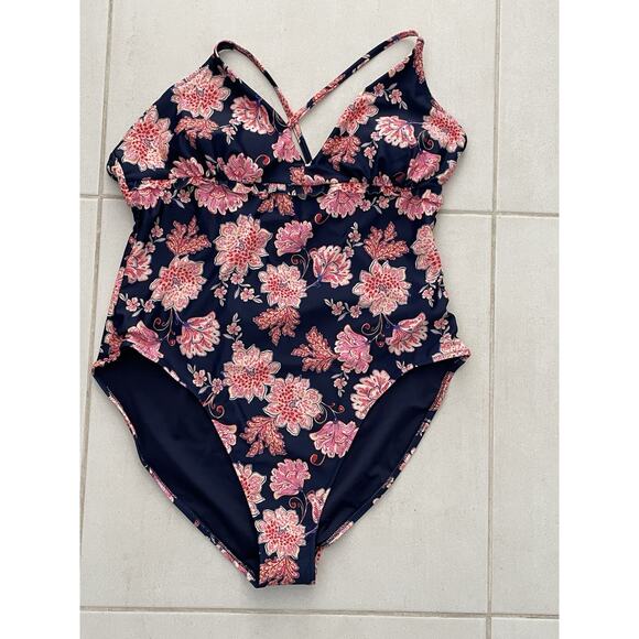 Old Navy Swim One Piece Swimsuit Floral Print Padded Swimwear - Picture 1 of 10